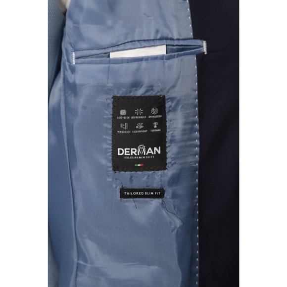 Derman Ice Blue Satin Collar 3 Piece Tuxedo - Picture 6 of 6